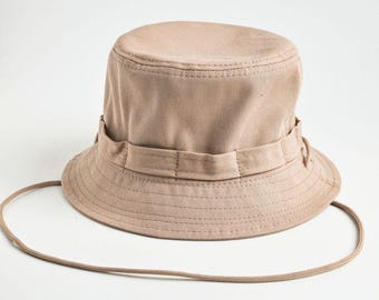 Sombrero Panamá color café claro para mujer, elegante sombrero tipo boonie para verano.