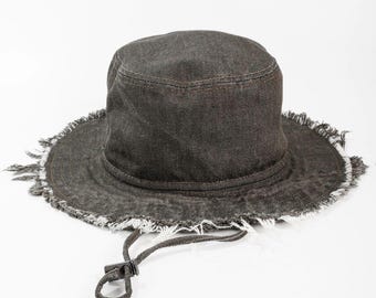Sombrero Panamá de verano para mujer, estilo boonie tipo cubo en mezclilla marrón, estilo casual de vacaciones.