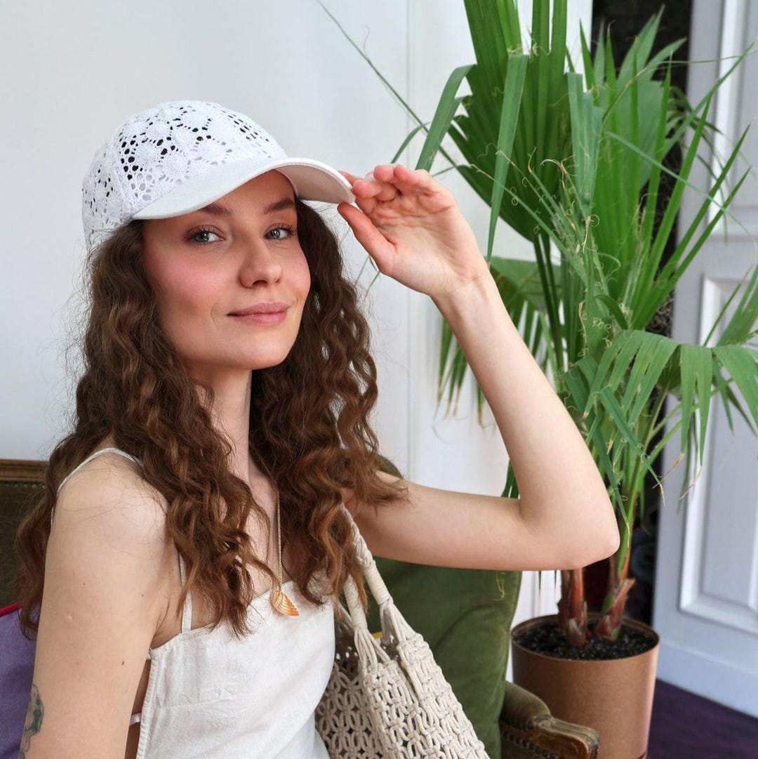 Lace Crochet Baseball Cap for Women - Spring Dad Hat, Cute Crochet ...