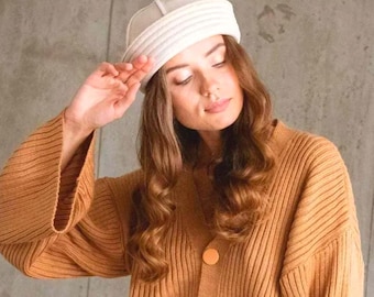 Gorro marinero blanco de primera calidad para mujer / Gorro cómodo para otoño e invierno / Talla ajustable