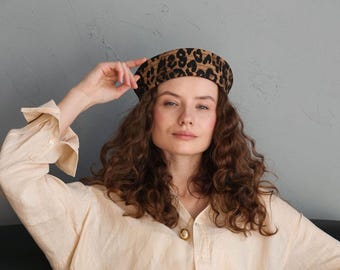 Gorro marinero de algodón con estampado de leopardo para primavera y verano