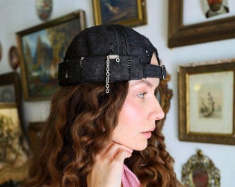 Gorra estilo estibador grunge para hombre y mujer - Gorra de pescador gris ajustable