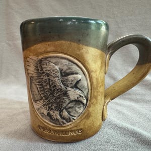 3-D Eagle Medallion, Oregon, Illinois Mug, Cold Mountain Pottery