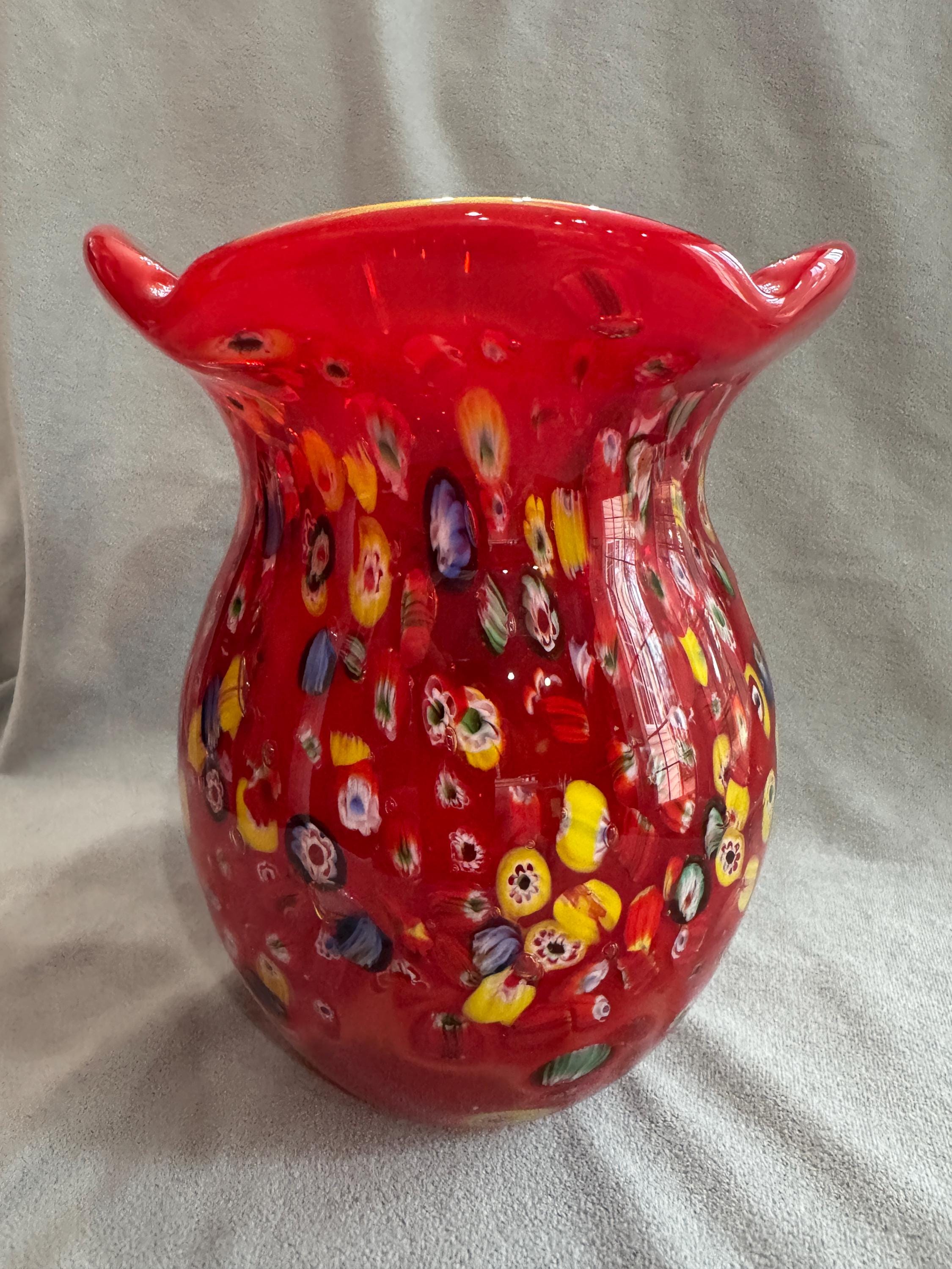 Murano Red Vase - Etsy