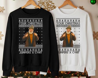Brassic Jim Farmer Christmas Jumper, Funny TV Show Xmas Sweater, Comedy Holiday Sweatshirt, Festive Gift Sweaters for Men Women Kids Adults