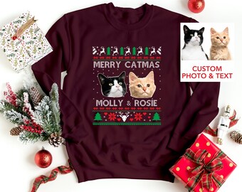 Personalised Pet Photo Christmas Jumper, Custom Ugly Xmas Sweater, Funny Festive Animal Jumper, Unique Pet Lover Holiday Wear Jumper Gift