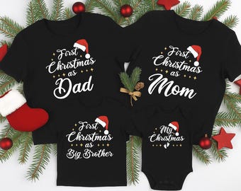 First Christmas Family Shirt, Custom Name Xmas Tee, First Christmas as Mommy Top, Matching Holiday Outfit, Baby My First Christmas T-Shirt