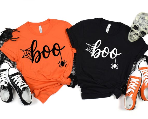 BOO Halloween Funny Ghost Shirt, Spooky Cute Tee for Women, Autumn Fall Aesthetic Ghost Party Top, October Halloween Graphic Printed T-Shirt
