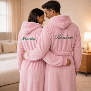 man in pink dressing gown Janus Men's Robe in Pink Plaid