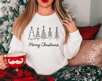 Christmas Tree Sweatshirt, Cute Holiday Jumper, Merry Christmas Sweater, Cozy Winter Christmas Top, Festive Tree Crewneck Jumper, Xams Gifts