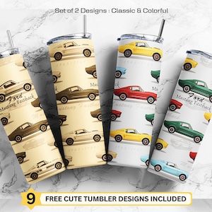 Ford Mustang Tumbler PNG, Vintage Muscle Car Wrap (Digital Download)