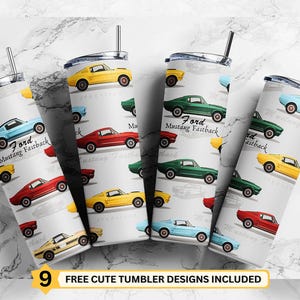 Ford Mustang Tumbler PNG, Classic Car Seamless Wrap (Digital Download)