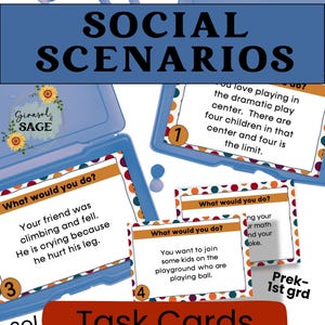 Social Scenario Cards Conflict Resolution and Problem Solving Cards for Kids