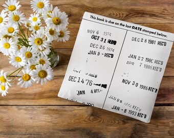 Retro Library Card Pillow, Vintage Home Decor, Unique Gift for Book Lovers, Cozy Sofa Accessory, Literary Style Cushion