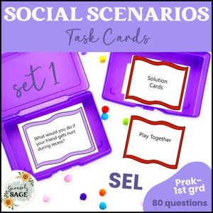 Social Scenario Cards Conflict Resolution Cards for Kids