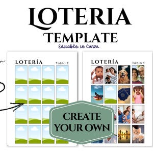 Redigerbar Lotería-spelmall | Canva digital nedladdning | Vanlig vit bakgrund | DIY Lotería-spel