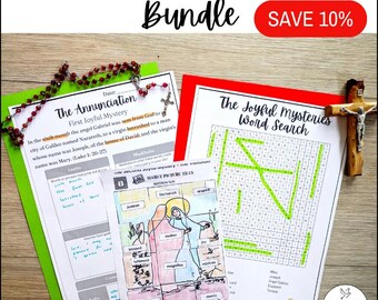 Joyful Mysteries Rosary Activity Bundle: Catholic Homeschool Printables (Digital Download