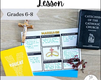 Marriage Catechism Research Project | Catholic Sacrament of Matrimony | Worksheets, Poster & Report | Middle School Homeschool Religion
