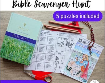 Sorrowful Mysteries Rosary Activity | Catholic Bible Puzzle & Scavenger Hunt | Sunday School, Homeschool | October, Lent and Holy Week