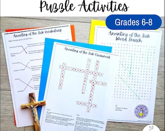 Catholic Sacrament of Anointing of the Sick Activity Puzzles | Word Search, Crossword Worksheets | Religion Class or Homeschool