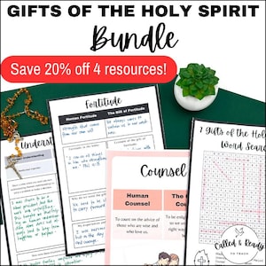 7 Gifts of the Holy Spirit Bundle: Catholic Posters, Puzzles & Prayer Activities, Middle School, Confirmation and Pentecost Save 20 Percent