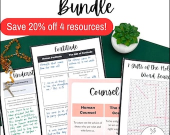 7 Gifts of the Holy Spirit Bundle: Catholic Posters, Puzzles & Prayer Activities, Middle School, Confirmation and Pentecost Save 20 Percent