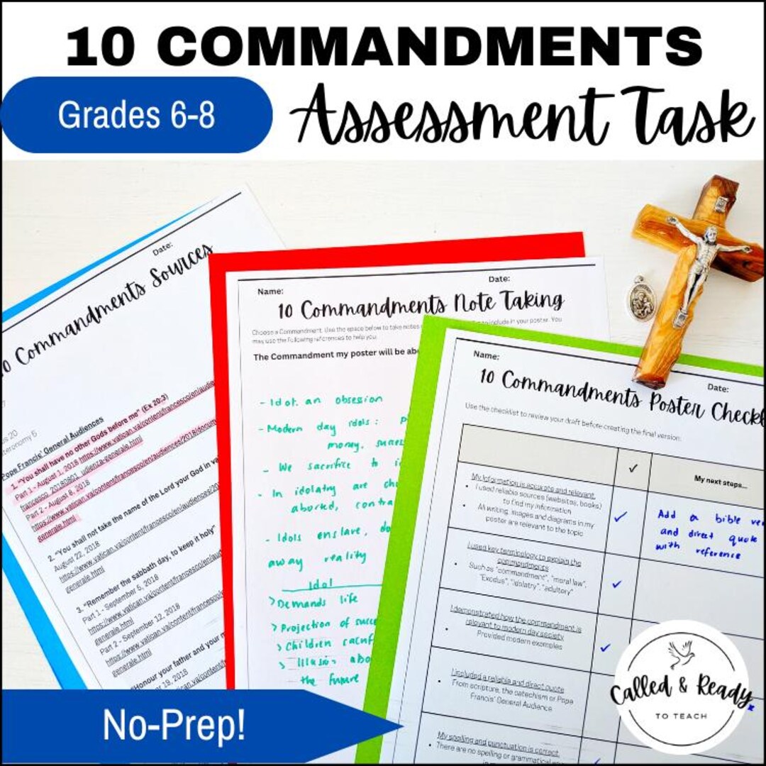 10 Commandments Assessment | Catholic Middle & High School | Poster ...
