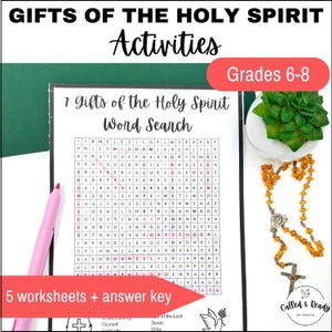 7 Gifts of the Holy Spirit Activities – Catholic Puzzles & Worksheets for Pentecost, Confirmation, Middle School and Homeschool