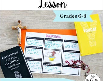 Catholic Baptism Catechism Research Project | Worksheets, Poster, Lessons, Rubrics | Middle School Religion Class, Homeschool