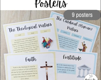 Catholic Virtues Posters – Theological and Cardinal – Middle