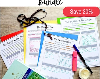 Rosary Mysteries Journaling Bundle: Catholic Lectio Divina Worksheets (Digital Download