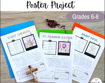 Catholic Saints Poster Activity | All Saints’ Day Research Project | Bulletin Board Display | Homeschool or Middle School Religion Lesson