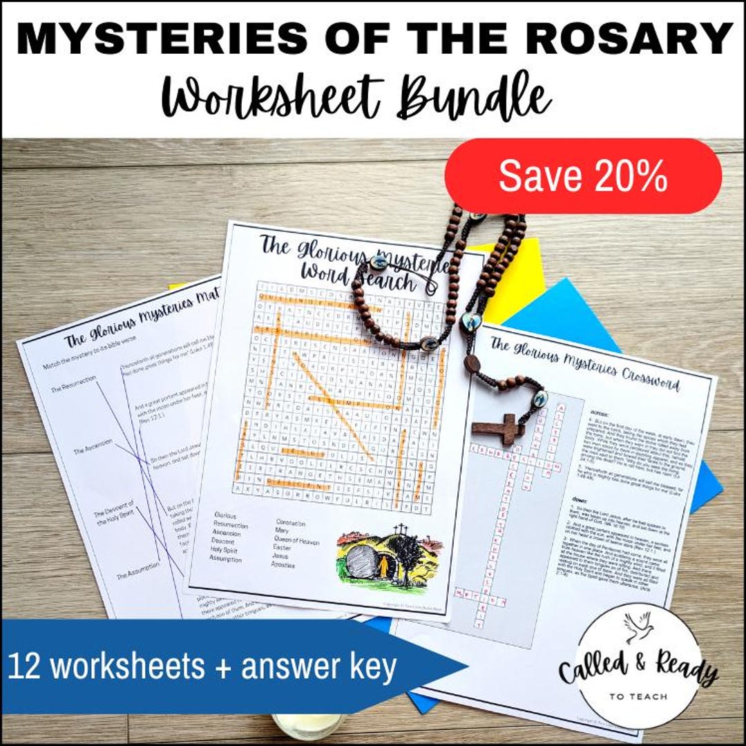 Rosary Mysteries Puzzle Bundle | Catholic Worksheets Joyful Luminous ...