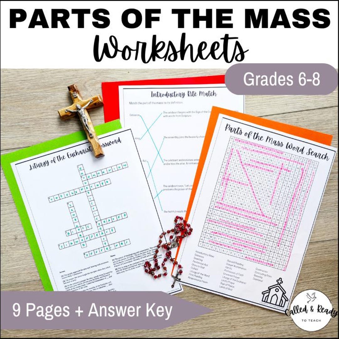 Parts of the Mass Worksheets | Catholic Activities Word Search ...
