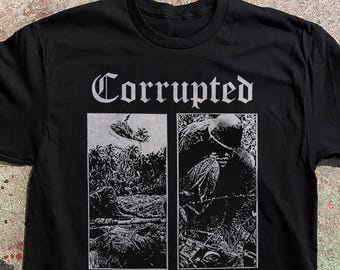 Camiseta de la banda Corrupted: Sludge Metal japonés, camiseta oscura