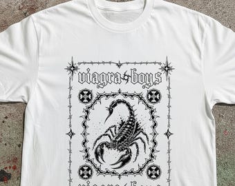 Camiseta de Viagra Boys Band: Camiseta post-punk con estampado de escorpión