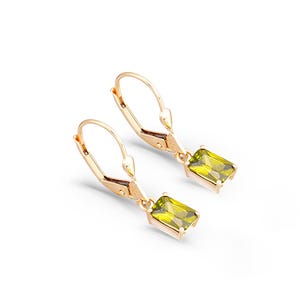 10K Gold Ivy Earrings with Green Gemstone Drops, Nature Inspired Elegant Dangle Earrings for Women, Timeless Gold Jewelry Gift