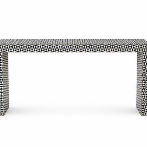 Handmade Black & White Inlay Console Table, Geometric Waterfall Console, Modern Entryway Table, Luxury Hallway Sofa Table