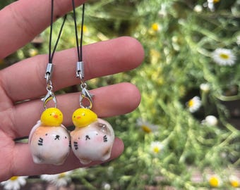 handmade polymer clay Cat and duck friend charm