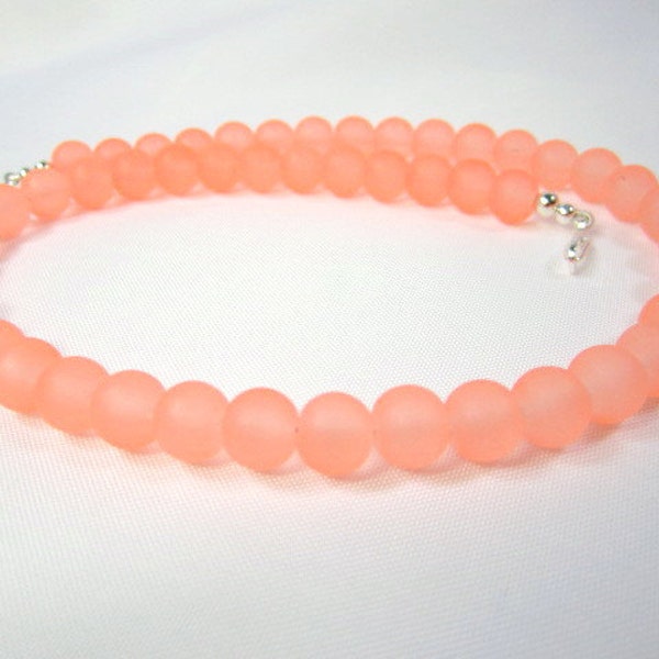 Bright Frosted Light Coral Necklace for Interchangeable Multi Strand Collection Coral Seaglass Necklace frosted Apricot Salmon necklace