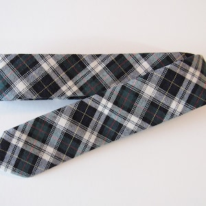 Plaid Skinny Tie // Men&#39;s Necktie in Black, Ivory, Hunter Green