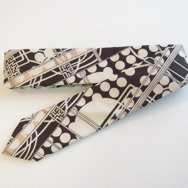 Art Deco Liberty of London Skinny Tie // 1920s Cotton & Silk Necktie