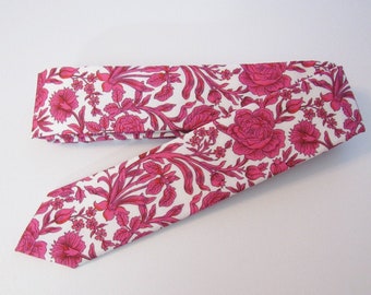 Liberty of London Fuchsia Floral Skinny Tie // Tana Cotton Lawn & Silk Necktie