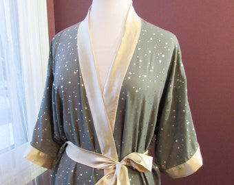 Stars in Your Eyes Dressing Robe in Grey, Gold // Lingerie Robe, Self Care Loungewear