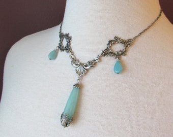Amazonite & Silver Princess Necklace // Victorian Jewelry