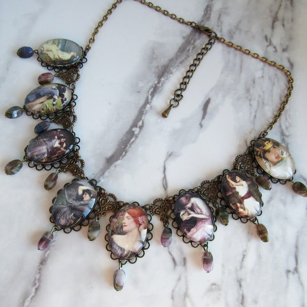 Waterhouse Princess Necklace in Brass, Czech Glass // Fine Art Jewelry