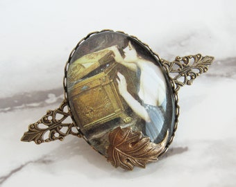 Pandora's Box Cameo Brooch // Waterhouse Art, Lapel Pin