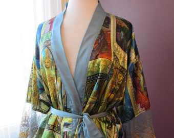 Mucha Satin & Lace Kimono Bed Jacket // Dressing Robe, Luxury Lingerie