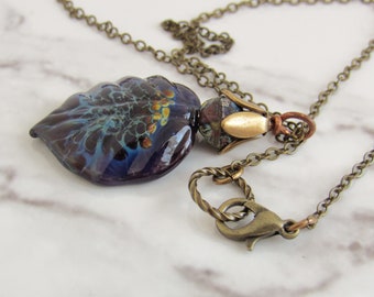 Petite Handblown Glass Pendant Necklace // Nature Jewelry