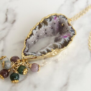 Achat Scheibe Anhänger Halskette, Moos Achat Charms